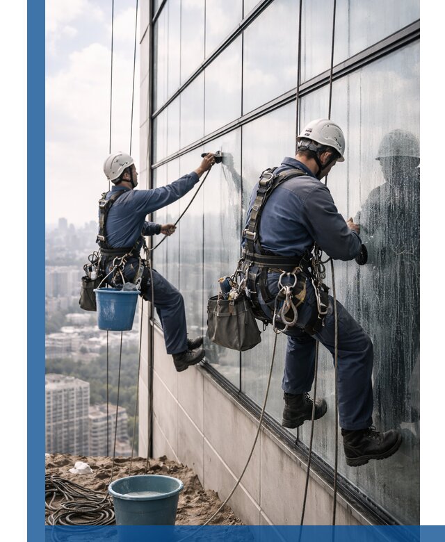 Профессиональная мойка фасадных окон альпинистами в Лесосибирске