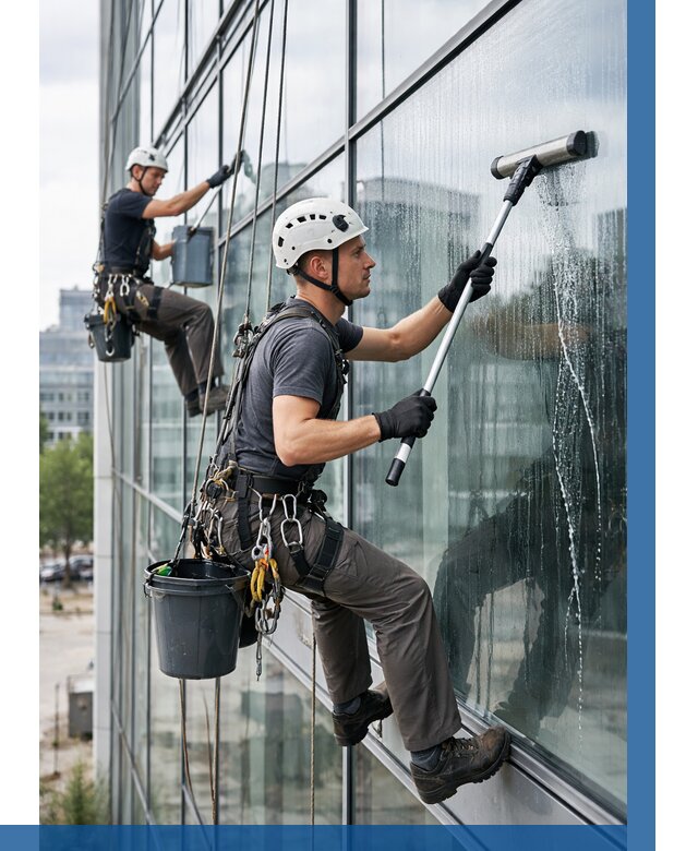 Мойка витражей альпинистами в Лесосибирске от 729 р. под ключ|ВЫСОТНИК-Лсс