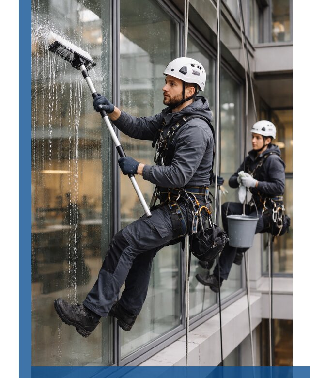Профессиональная мойка витражей промышленными альпинистами в Лесосибирске