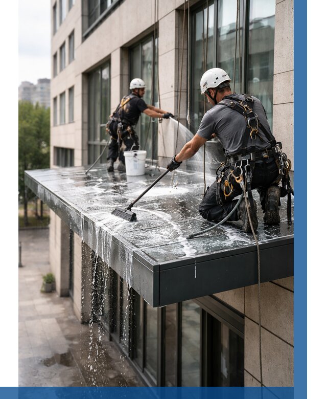 Мойка козырьков и навесов в Лесосибирске от 3645 р. | ВЫСОТНИК-Лсс