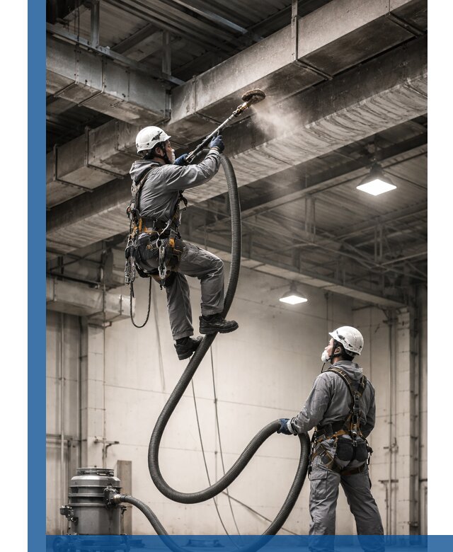 Обеспыливание потолочных конструкций в Лесосибирске промышленным альпинизмом