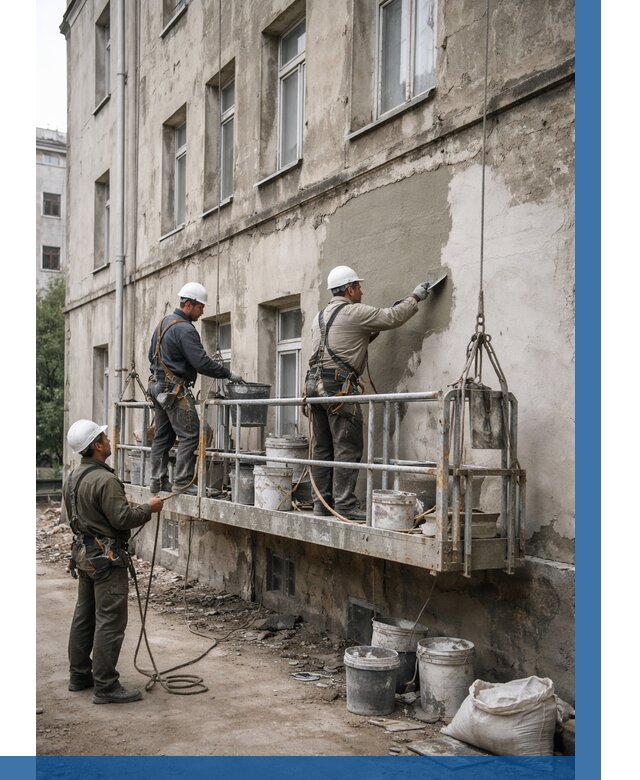 Капитальный ремонт фасада в Лесосибирске от 4374 р. | ВЫСОТНИК-Лсс