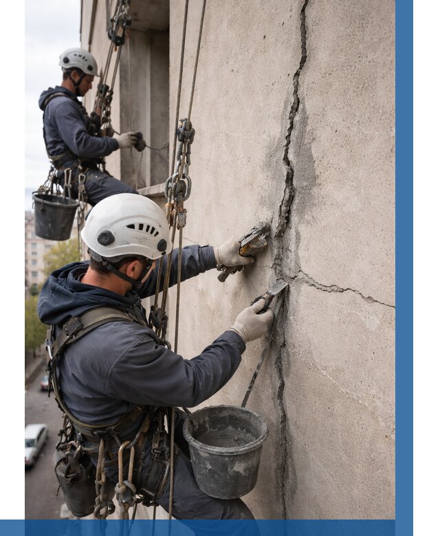 Заделка трещин на фасаде в Лесосибирске от 937 р. | ВЫСОТНИК-Лсс