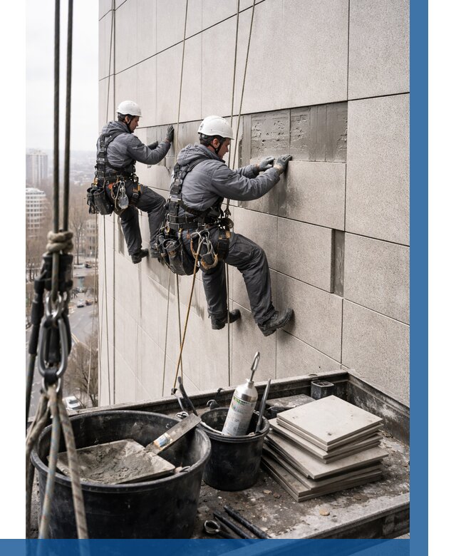 Ремонт фасада из керамогранита в Лесосибирске от 2604 р. | ВЫСОТНИК-Лсс