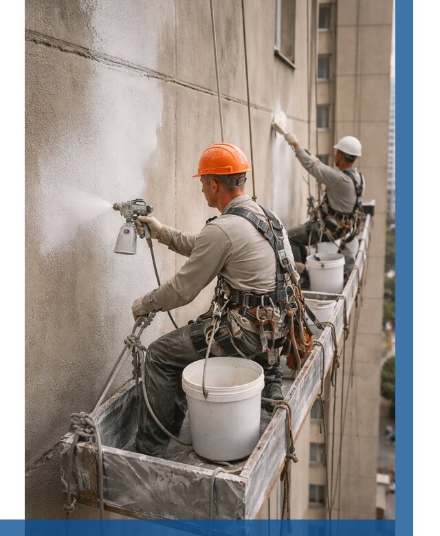 Грунтовка фасада на высоте в Лесосибирске от 125 р. | ВЫСОТНИК-Лсс