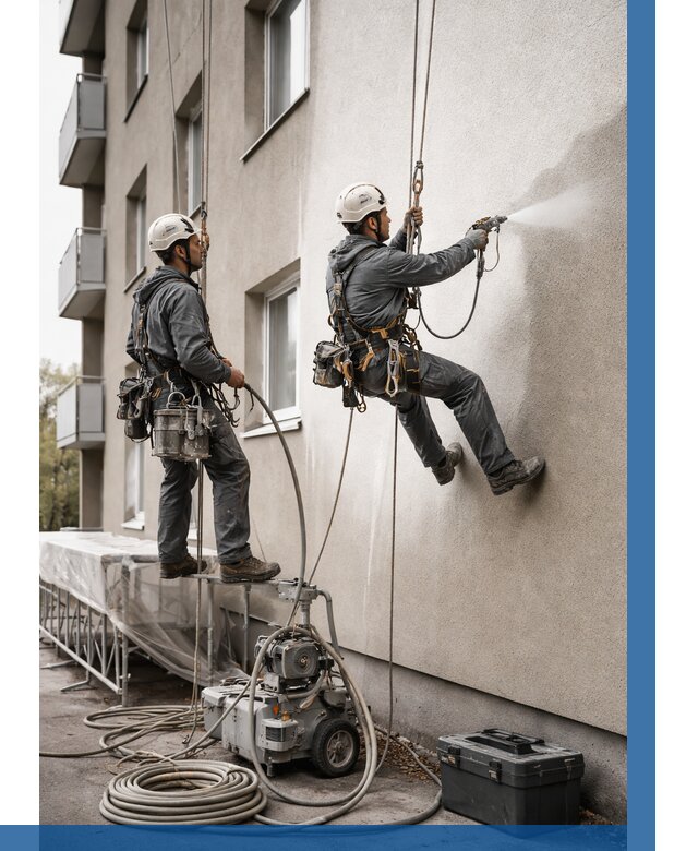 Безвоздушная покраска фасада в Лесосибирске от 229 р/м² | ВЫСОТНИК-Лсс