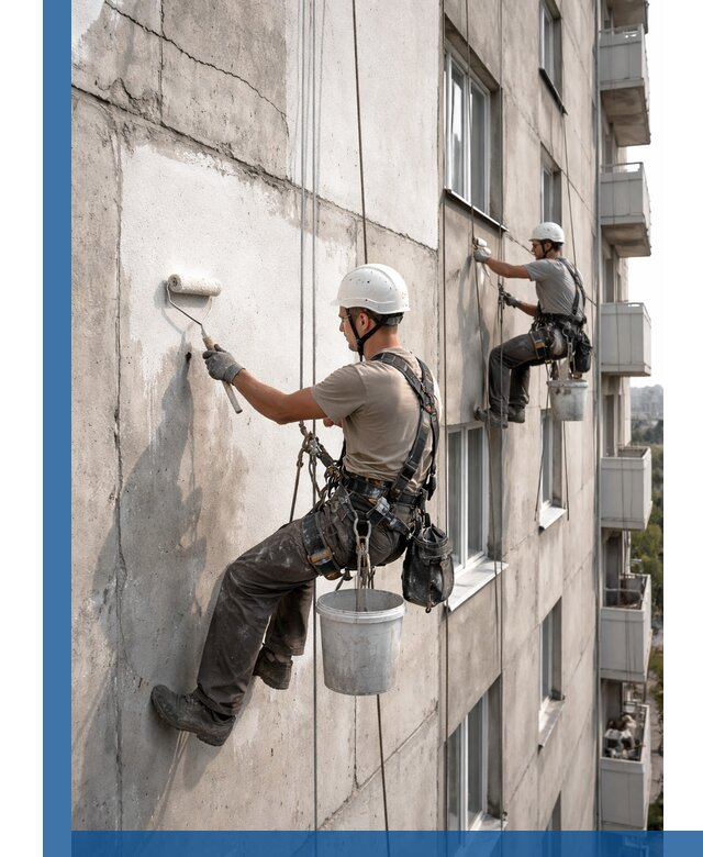 Покраска бетонного фасада в Лесосибирске для жилых и промышленных объектов