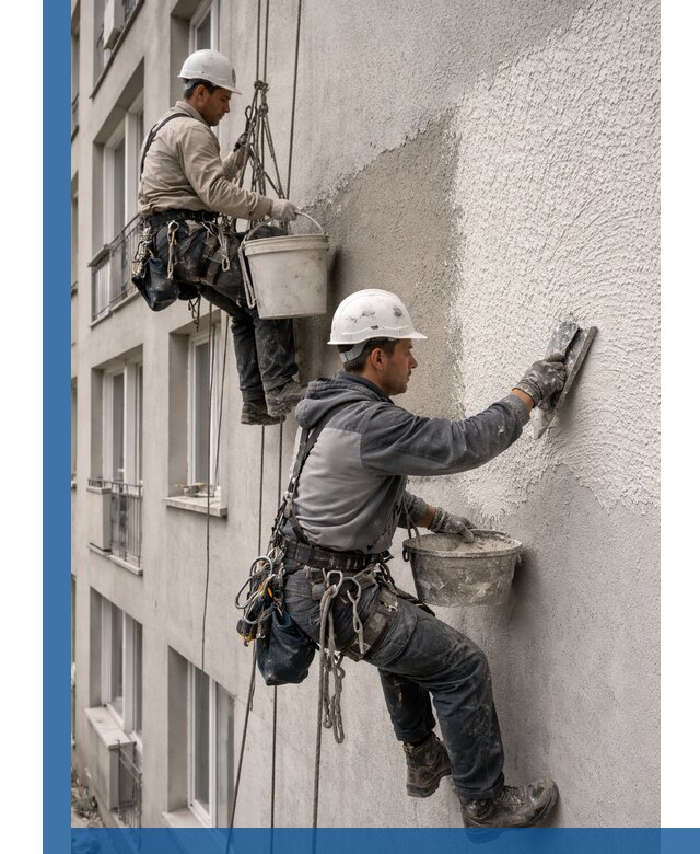 Нанесение декоративной штукатурки короед на фасад в Лесосибирске