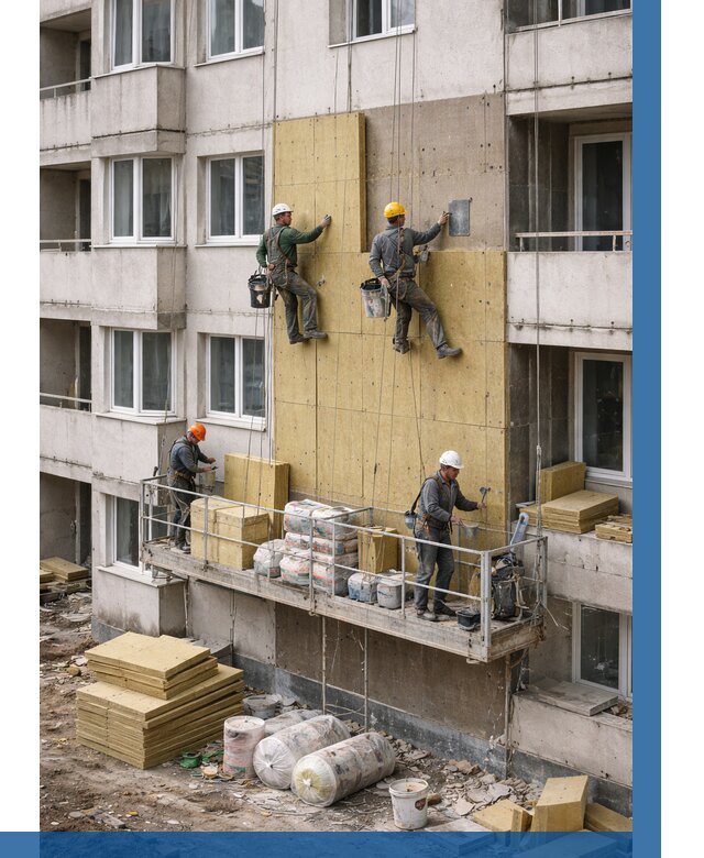 Утепление фасада минватой в Лесосибирске от 1562 р. | ВЫСОТНИК-Лсс