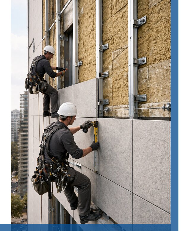 Монтаж вентилируемого фасада в Лесосибирске от 3645 р. | ВЫСОТНИК-Лсс