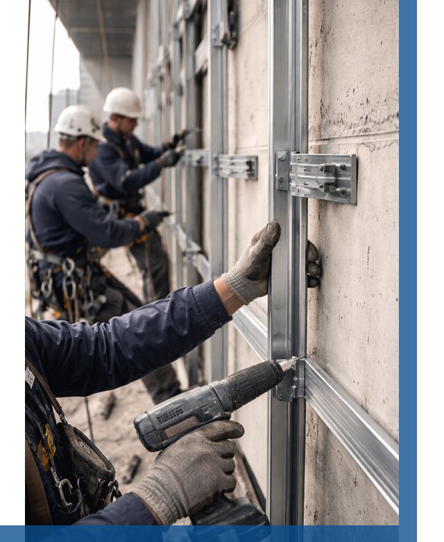 Монтаж подсистемы вентфасада в Лесосибирске от 885 р. | ВЫСОТНИК-Лсс