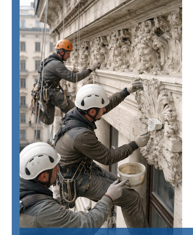 Реставрация фасадной лепнины с высотными работами в Лесосибирске