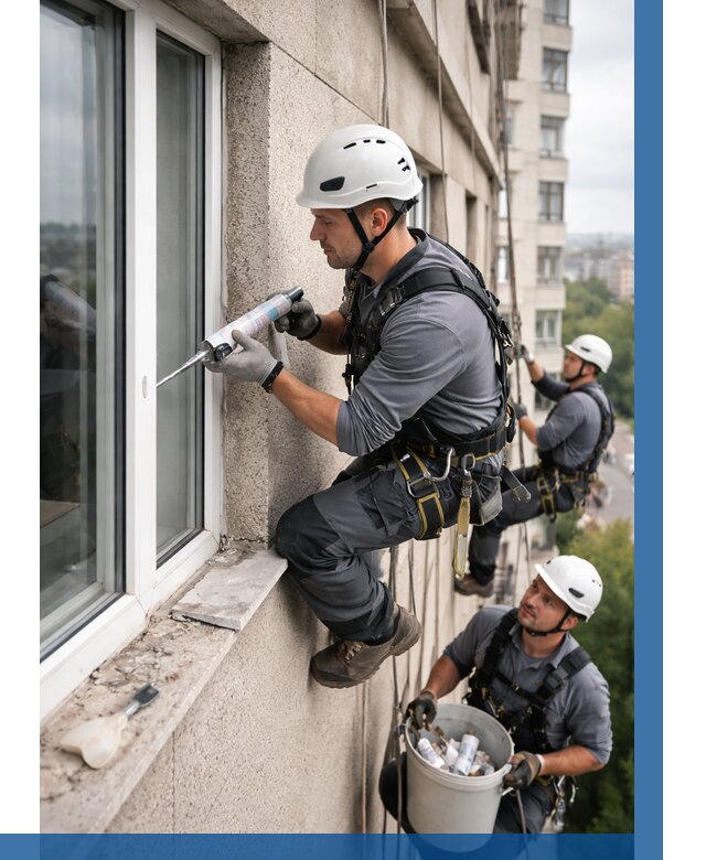 Герметизация оконных швов снаружи в Лесосибирске от 1562 р. | ВЫСОТНИК-Лсс