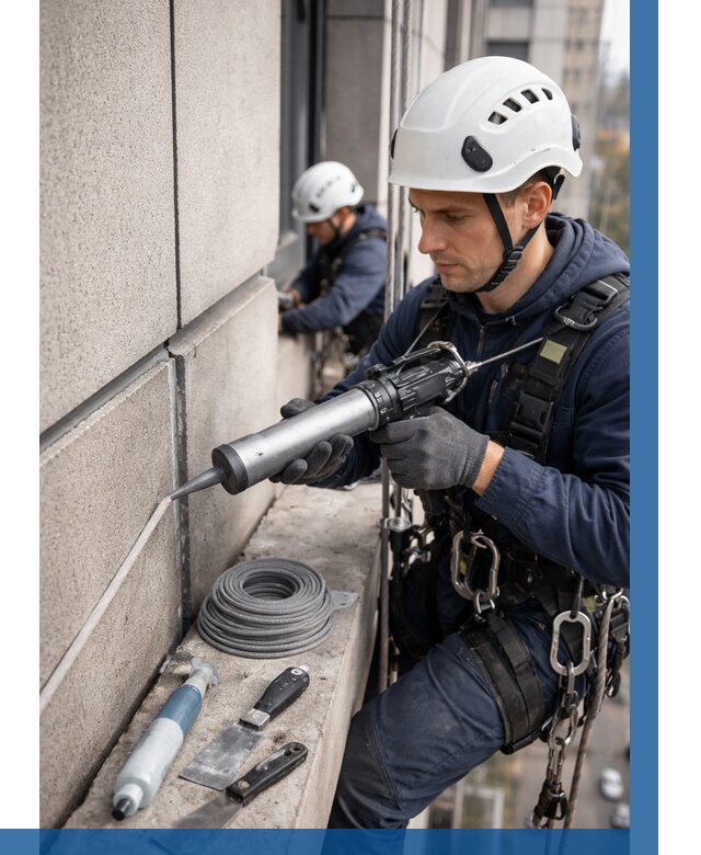 Герметизация деформационных швов фасада в Лесосибирске от 729 | ВЫСОТНИК-Лсс