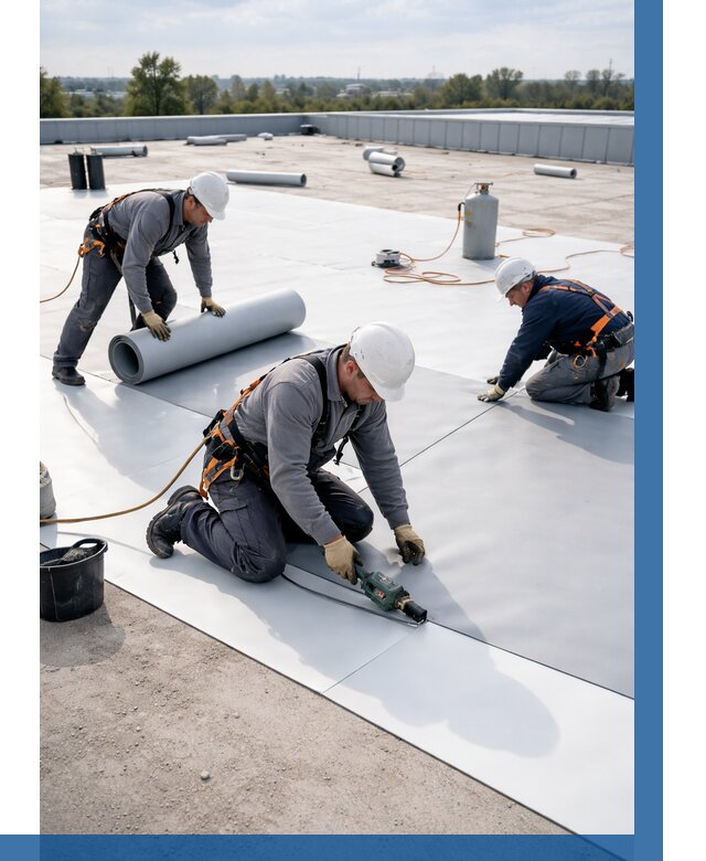 Монтаж мембранной кровли под ключ в Лесосибирске от 1250 р. | ВЫСОТНИК-Лсс