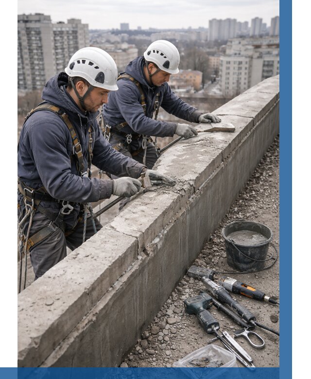 Ремонт парапета на кровле в Лесосибирске от 1562 р. | ВЫСОТНИК-Лсс