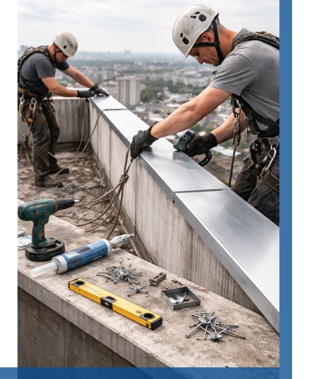 Монтаж парапетных крышек в Лесосибирске от 833 р. | ВЫСОТНИК-Лсс