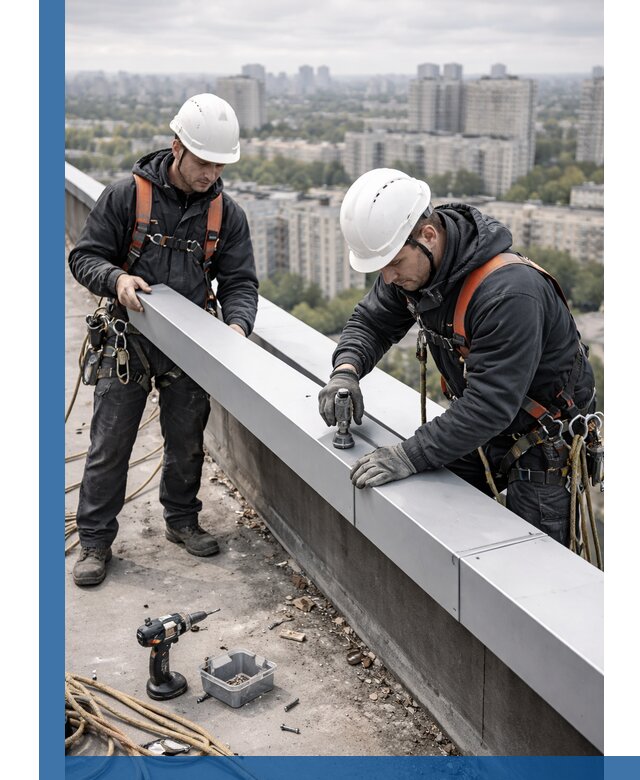 Монтаж парапетных крышек и ограждений кровли в Лесосибирске