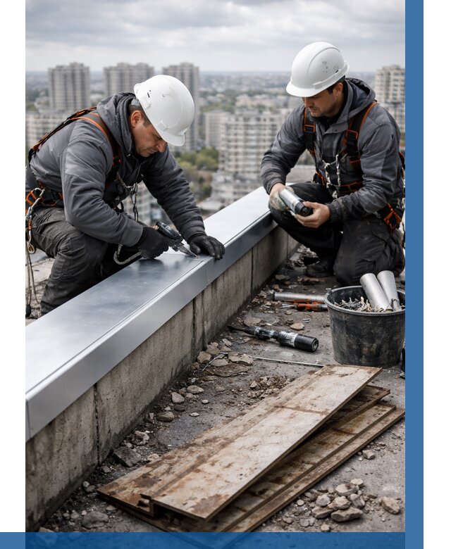 Замена парапетных крышек под ключ в Лесосибирске от 1250 р. | ВЫСОТНИК-Лсс