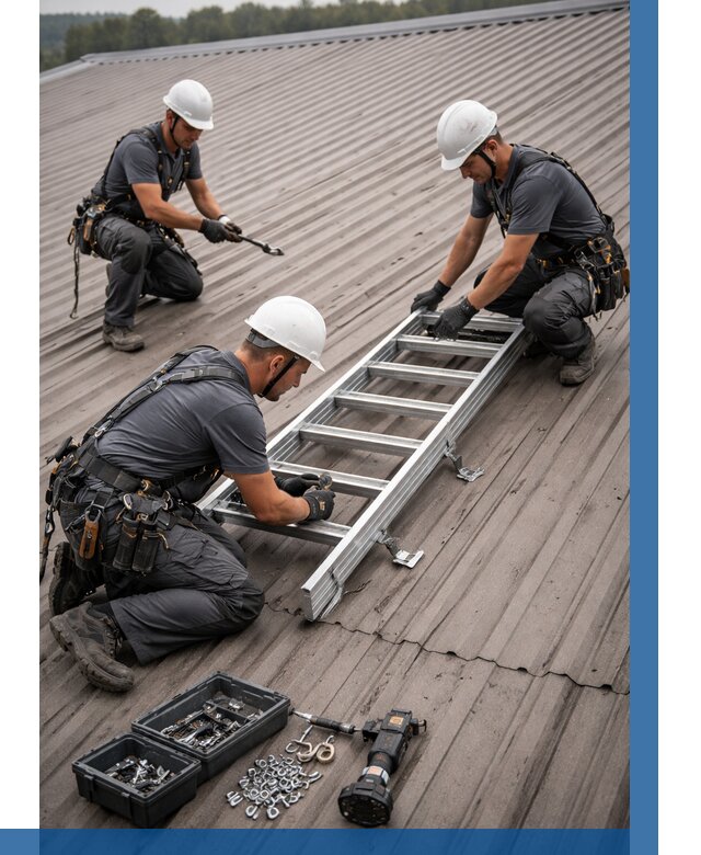 Монтаж кровельной лестницы в Лесосибирске от 4687 р. | ВЫСОТНИК-Лсс