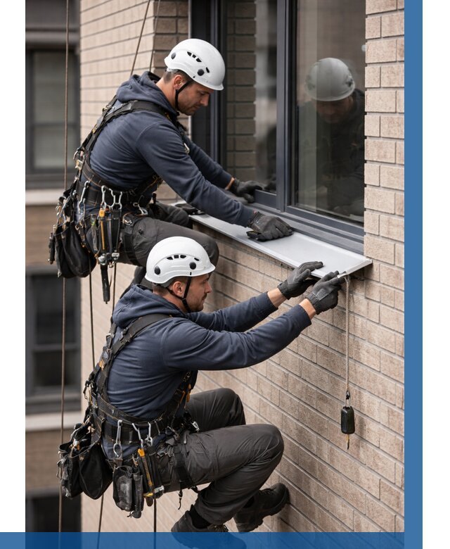 Монтаж оконных отливов под ключ в Лесосибирске от 3645 р. | ВЫСОТНИК-Лсс