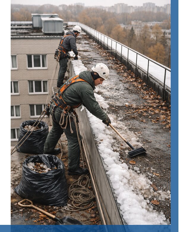 Очистка кровли по периметру в Лесосибирске от 573 р. | ВЫСОТНИК-Лсс