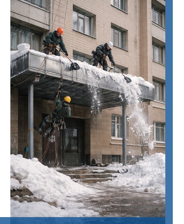 Очистка козырьков от снега в Лесосибирске от 3645 р. | ВЫСОТНИК-Лсс