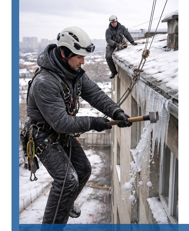 Сбивание и удаление сосулек с крыши в Лесосибирске безопасно