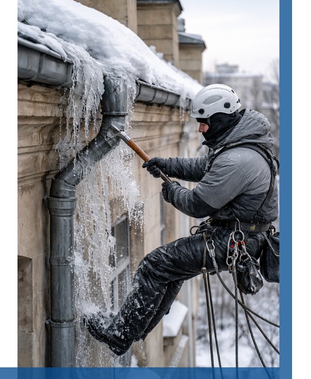 Очистка водостоков от льда в Лесосибирске от 3645 р. | ВЫСОТНИК-Лсс