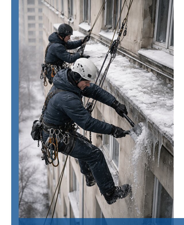 Удаление наледи и сосулек с карнизов в Лесосибирске профессионально