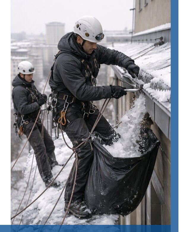 Аварийная очистка крыши в Лесосибирске под ключ от 312 р. | ВЫСОТНИК-Лсс