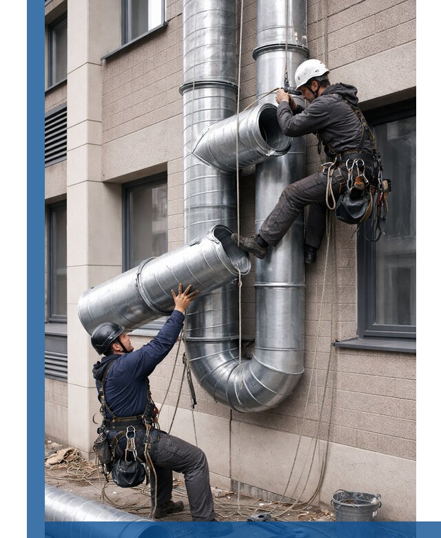 Монтаж фасадных воздуховодов в Лесосибирске с герметизацией и крепежом