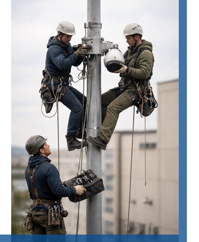 Установка видеокамер на мачте в Лесосибирске от 8853 р. | ВЫСОТНИК-Лсс