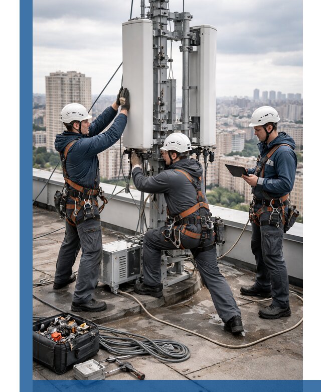 Монтаж антенн связи на крыше в Лесосибирске с вводом в эксплуатацию