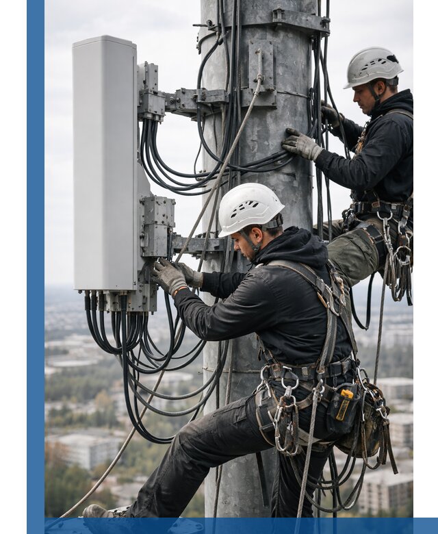 Монтаж оборудования связи на мачте в Лесосибирске с пусконаладкой