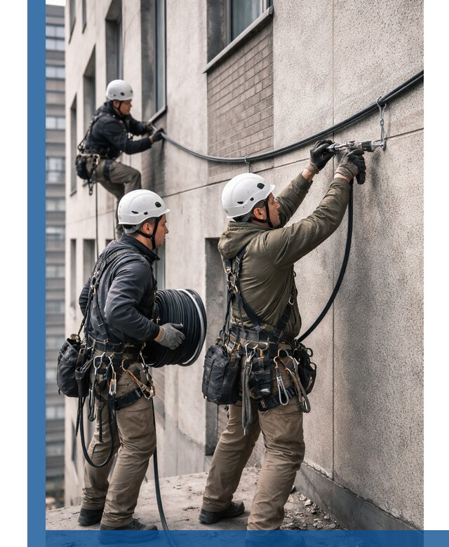 Прокладка кабеля по фасаду в Лесосибирске, профессиональный монтаж