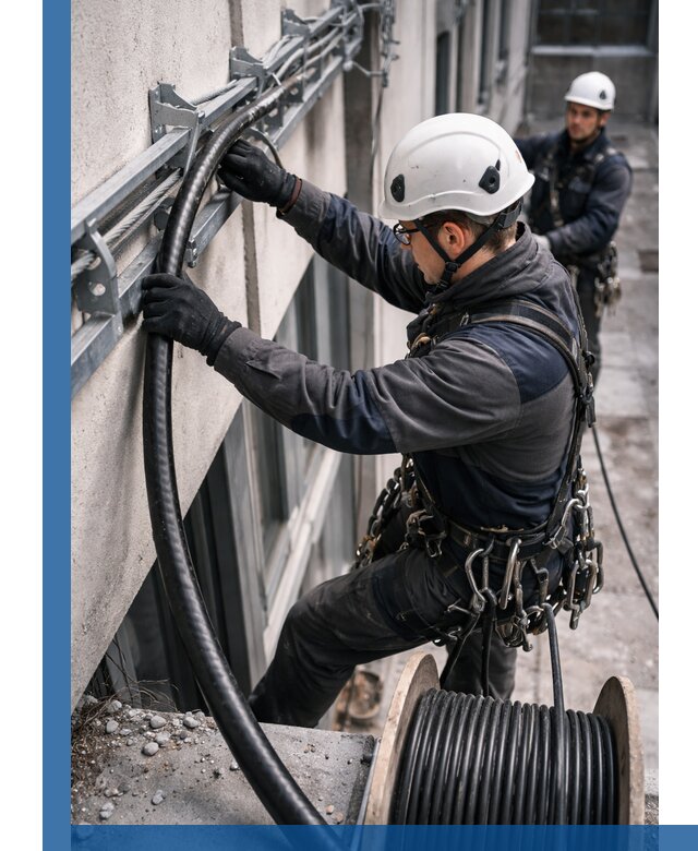 Протяжка кабеля питания на высоте в Лесосибирске с гарантией безопасности и качества