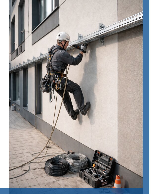 Монтаж кабельных лотков на фасаде в Лесосибирске от 1250 р. | ВЫСОТНИК-Лсс