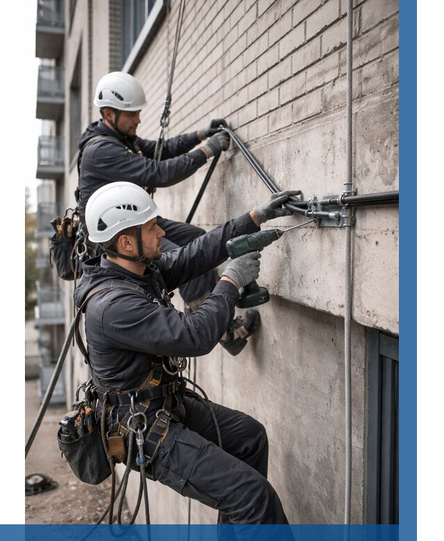 Крепление кабеля на фасаде в Лесосибирске от 365 р. | ВЫСОТНИК-Лсс