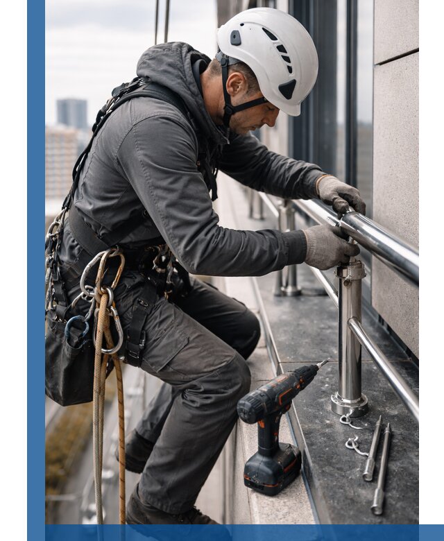 Монтаж ограждений на высоте в Лесосибирске для зданий и конструкций