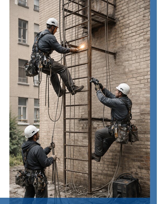 Ремонт пожарной лестницы в Лесосибирске от 7811 р. | ВЫСОТНИК-Лсс