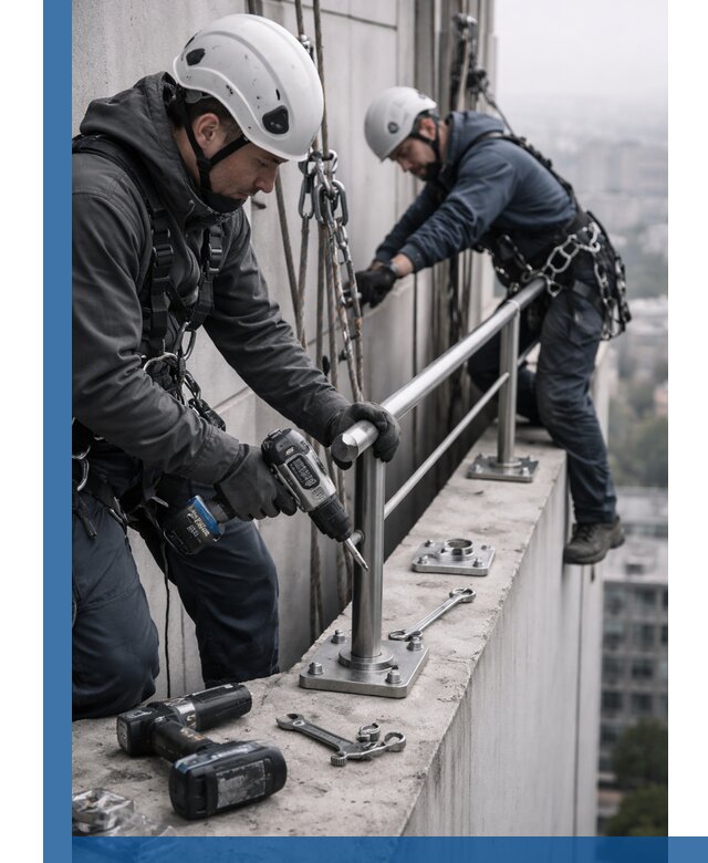 Монтаж перил на высоте в Лесосибирске для жилых и промобъектов