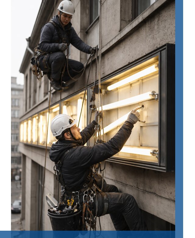 Замена ламп в вывеске в Лесосибирске под ключ от 3645 р. | ВЫСОТНИК-Лсс