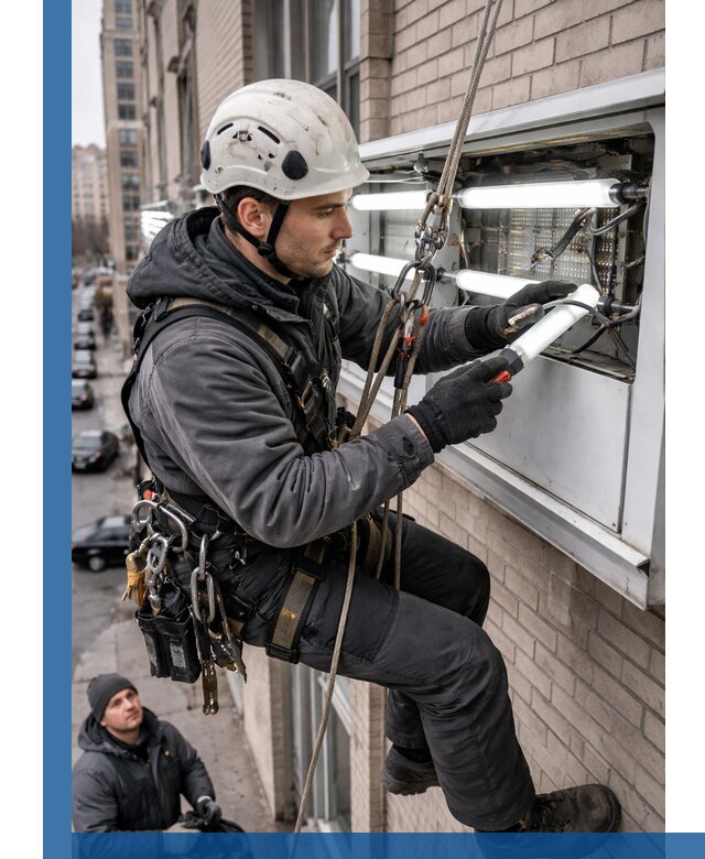 Профессиональная замена ламп в наружной вывеске в Лесосибирске
