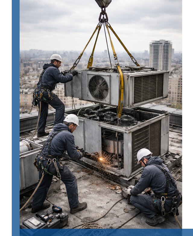 Демонтаж крышной установки в Лесосибирске любой сложности