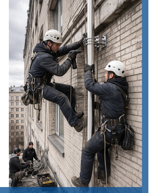 Монтаж флагштока на здании в Лесосибирске от 6770 р. | ВЫСОТНИК-Лсс