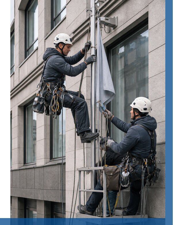 Установка флагов на фасаде в Лесосибирске от 4687 р. | ВЫСОТНИК-Лсс