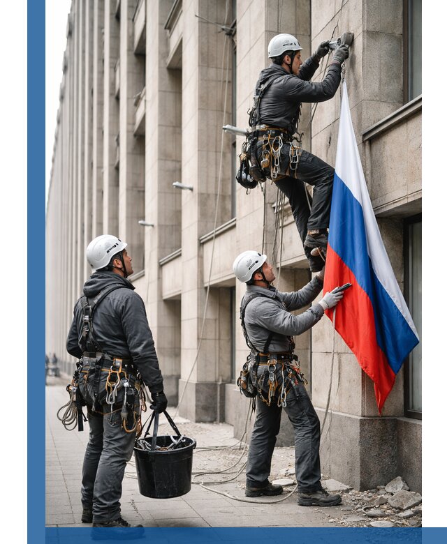 Профессиональная установка флагов на фасаде в Лесосибирске