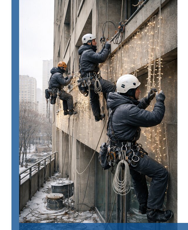 Монтаж новогодней иллюминации и украшение фасадов в Лесосибирске