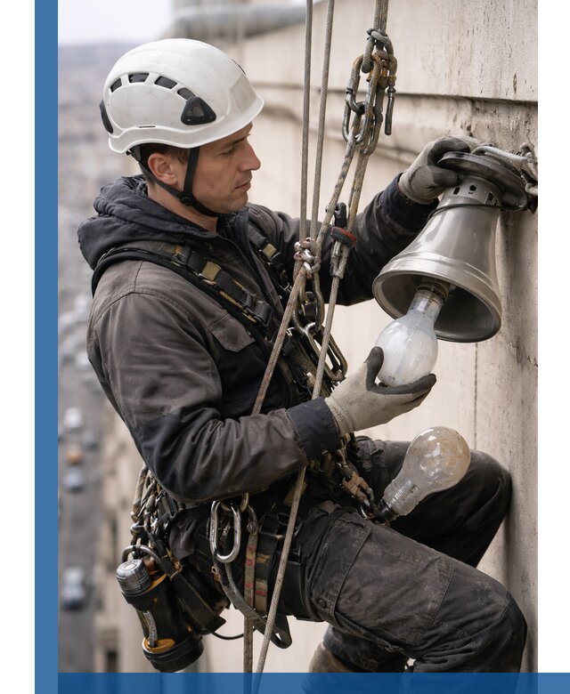 Замена ламп на высоте в Лесосибирске профессионально и быстро